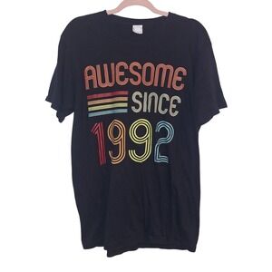 Awesome Since 1992 Black T-shirt Size Large 100% Cotton Birthday Shirt Everyday